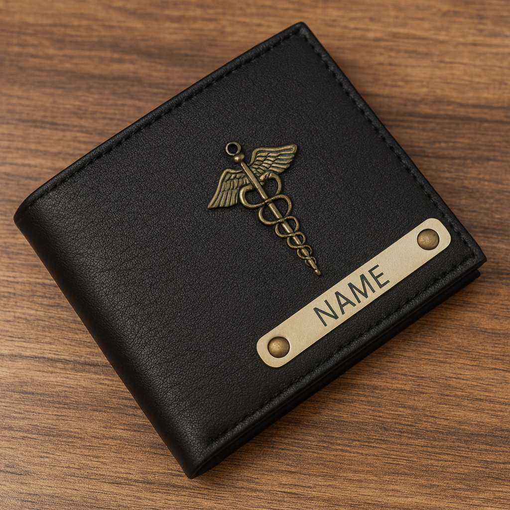Cherish Wares Personalized CP Texture Wallet – Premium Black Faux Leather | Stylish Custom Gift for Him