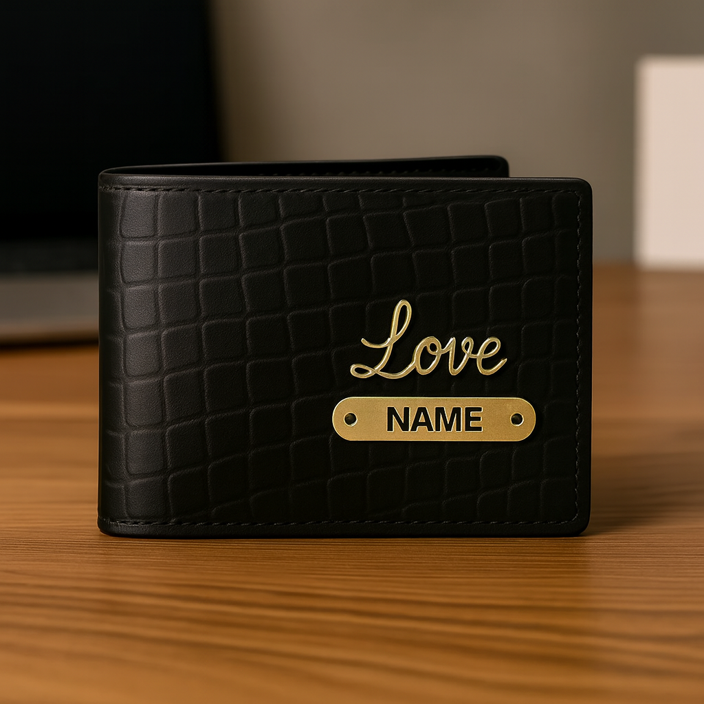 Cherish Wares Personalized Men’s Wallet – Elegant BlackCroco Faux Leather | Perfect Gift for Him