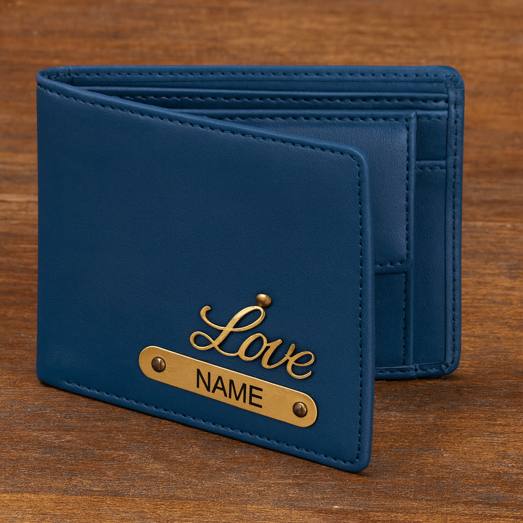 Cherish Wares Personalized CP Changer Wallet – Premium Blue Faux Leather | Stylish Custom Gift for Him