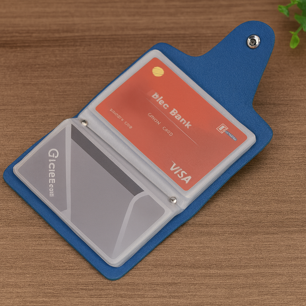 Cherish Wares Personalized Faux Leather Multi Card Holder (Blue) | Stylish Custom Gift for Her