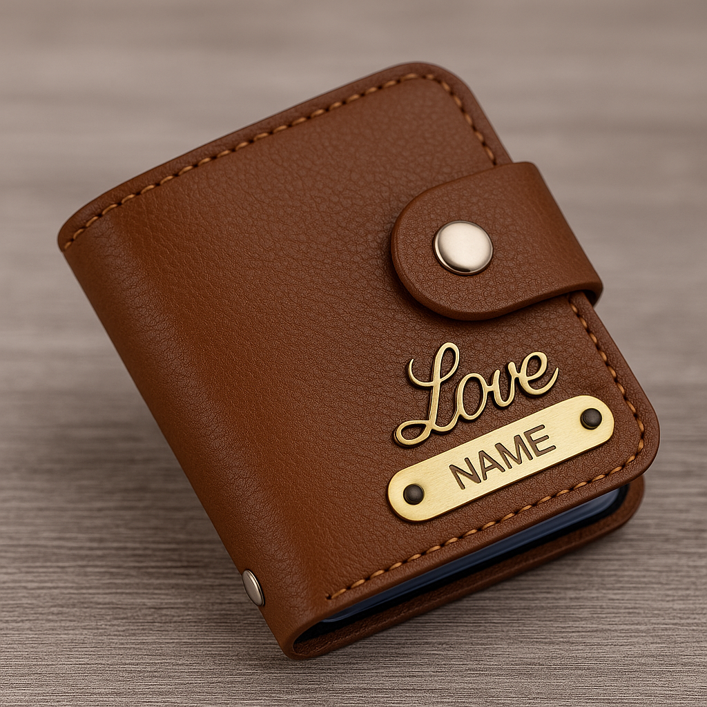 Cherish Wares Personalized Faux Leather Multi Card Holder (Brown) | Stylish Custom Gift for Him