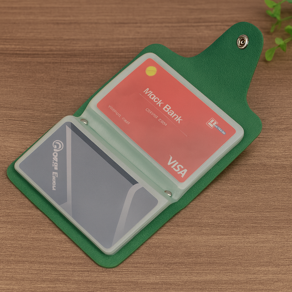 Cherish Wares Personalized Faux Leather Multi Card Holder (Green) | Stylish Custom Gift for Him