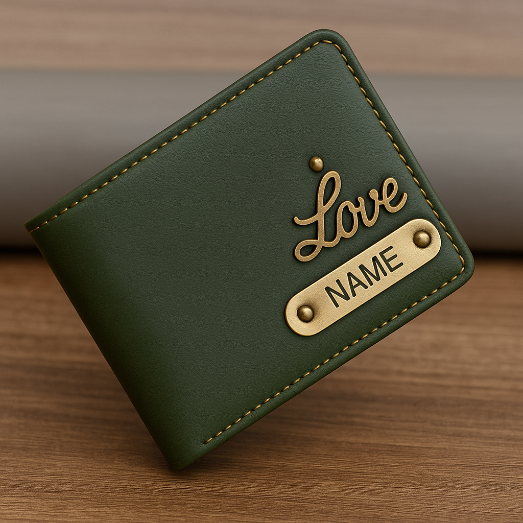 Cherish Wares Personalized Premium CP Wallet (Green) – High-Quality Faux Leather | Stylish Custom Gift for Him