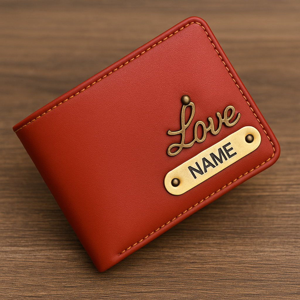 Cherish Wares Personalized Premium CP Wallet (Red) – High-Quality Faux Leather | Stylish Custom Gift for Him