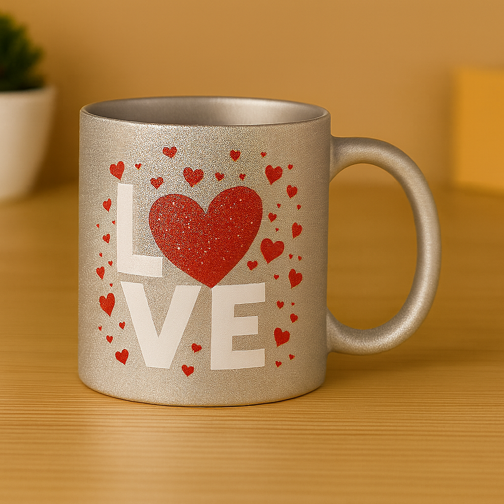 Cherish Wares Personalized Silver Glitter Mug - Premium Print | Perfect Gift for Loved Ones