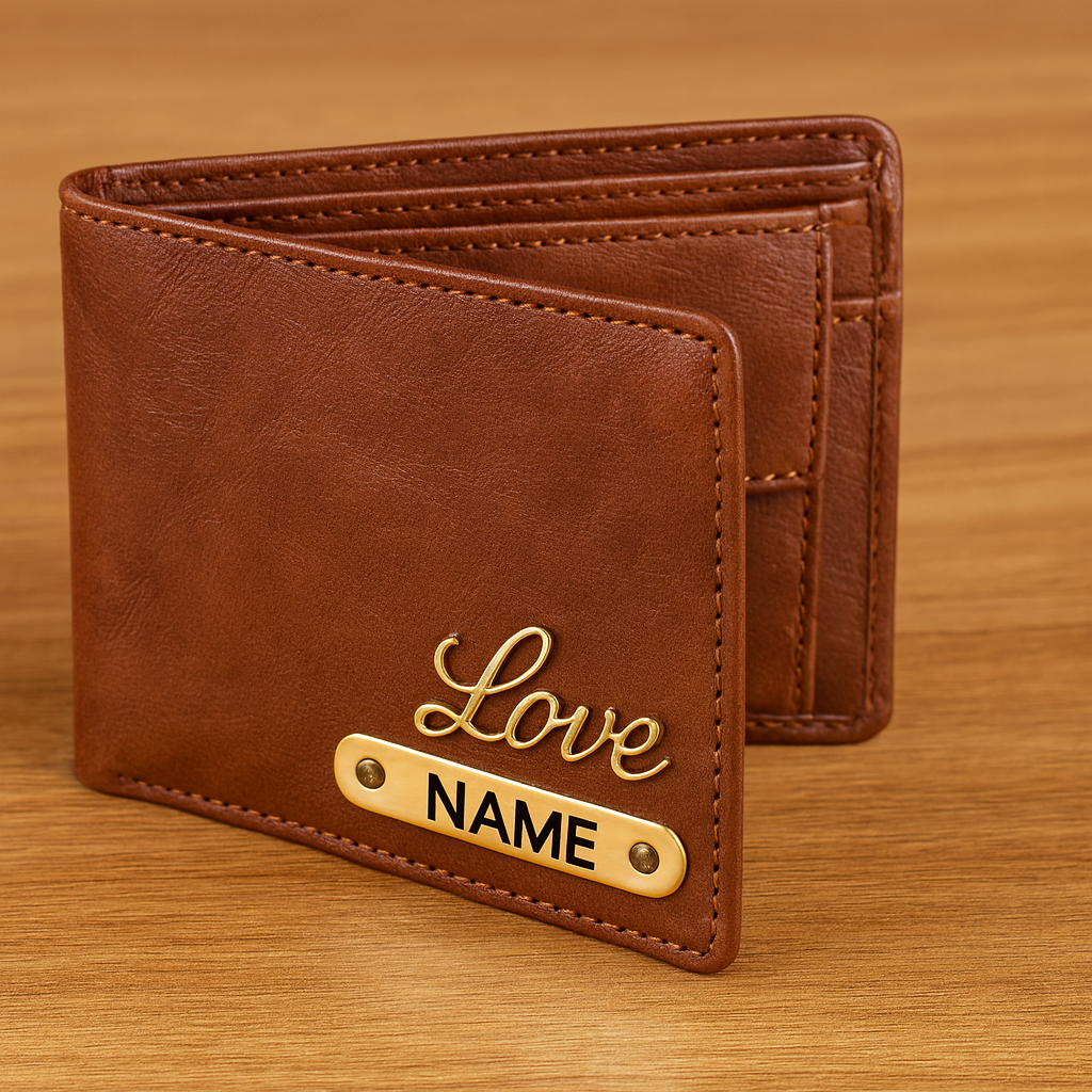 Cherish Wares Personalized CP Changer Wallet – Premium Tan Faux Leather | Stylish Custom Gift for Him