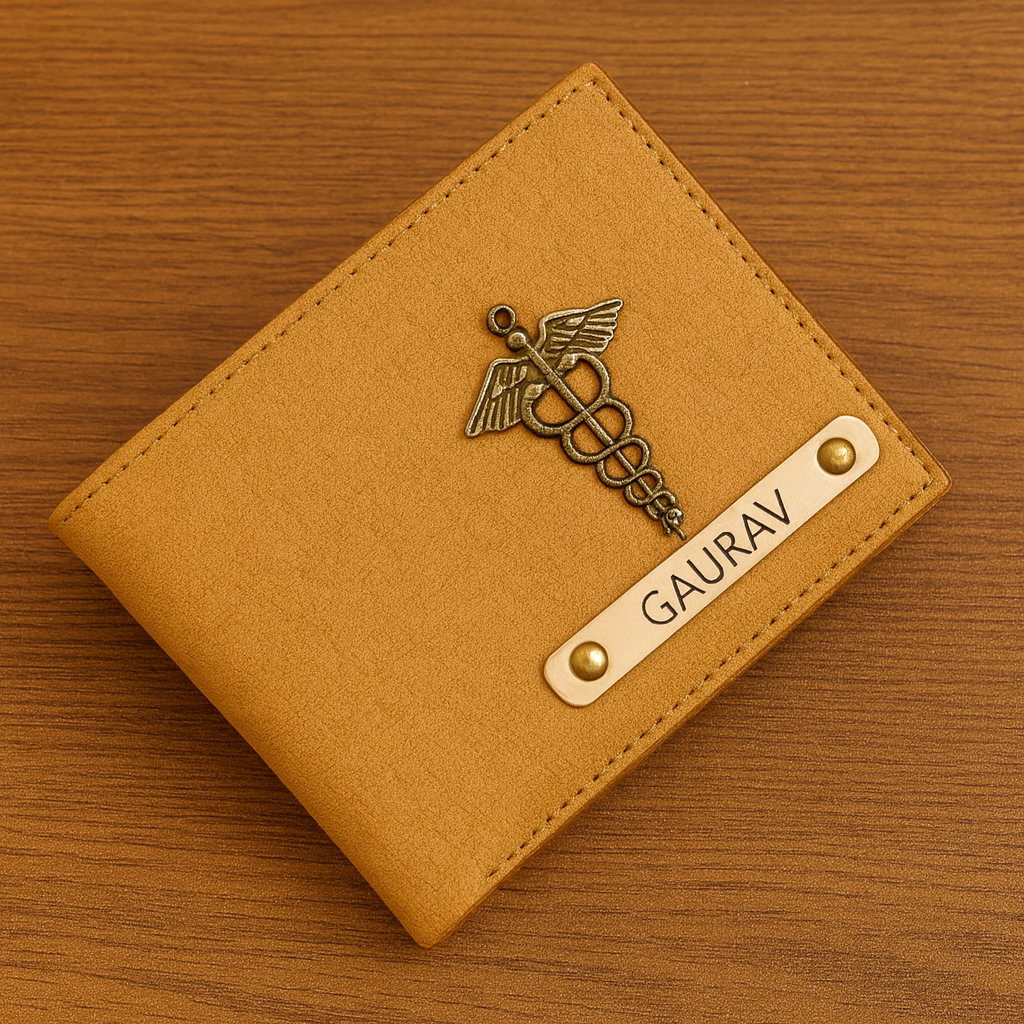 Cherish Wares Personalized CP Texture Wallet – Premium Tan Faux Leather | Stylish Custom Gift for Him