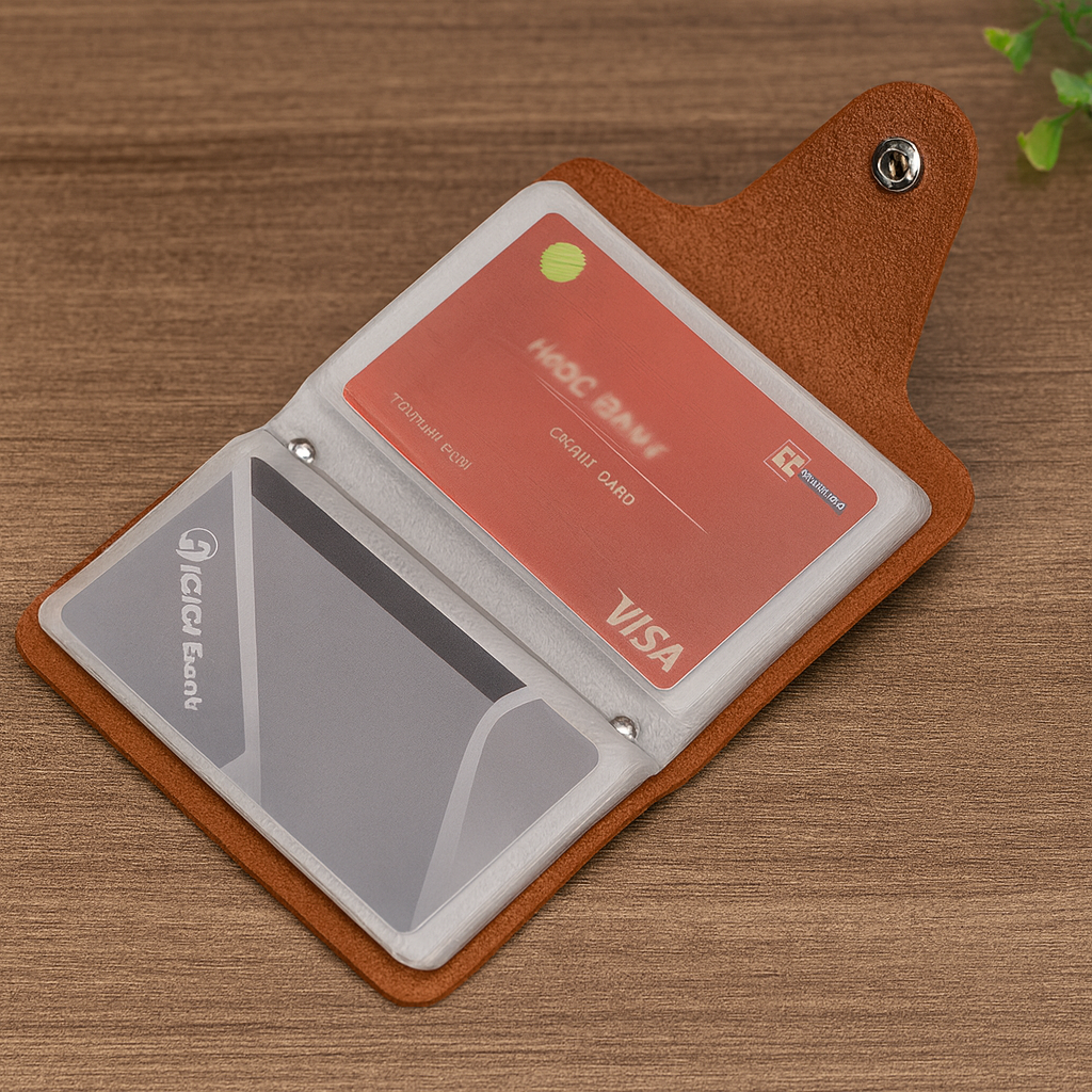 Cherish Wares Personalized Faux Leather Multi Card Holder (Tan) | Stylish Custom Gift for Her